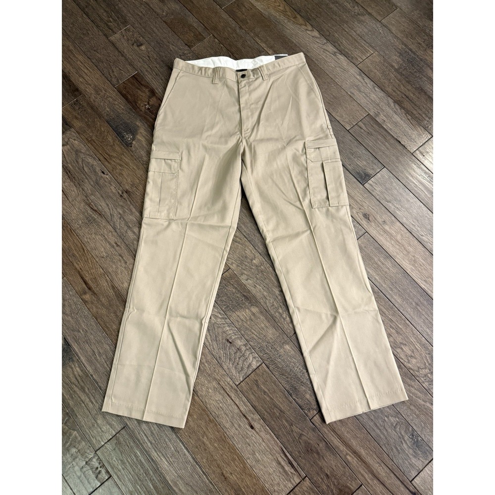 Dickies Cargo Pants Mens 38x34 Khaki Flex Straight Leg Work Trousers LP72DS NEW